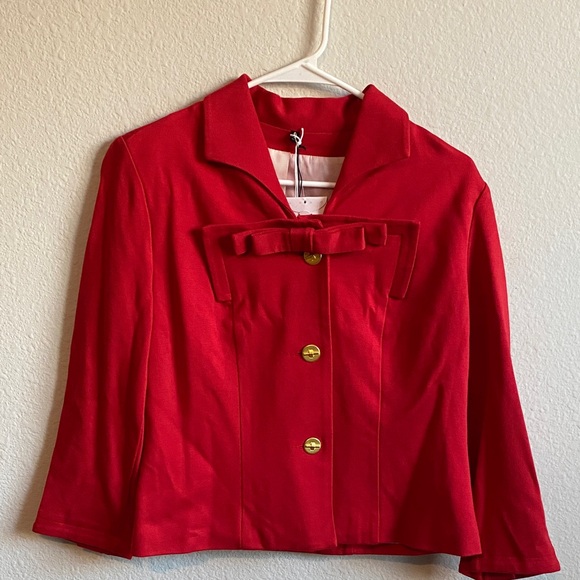 CAbi Womens Scarlet Red Blazer with Gold Accents - Picture 6 of 16